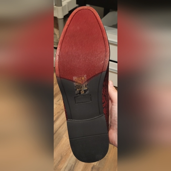 Enzo Romeo Ark1 Satin Red Floral Smoking Slippers New! Size 10 - Picture 7 of 10